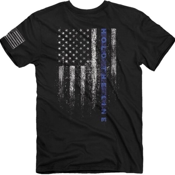Buck Wear Hold Line Police Men's T-Shirt Black - Picture 1 of 1